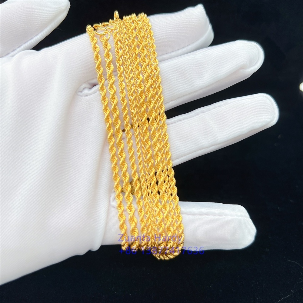 AU750 18 Karat Pure Gold Rope Chain Necklace Jewelry Wholesale Real Gold 18K Yellow Solid Gold Link Chain