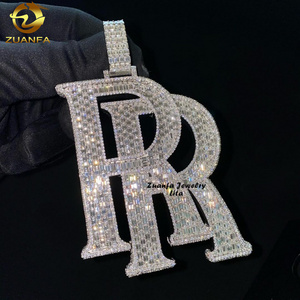 Custom Personalized Hip Hop Jewelry Moissanite Diamonds Necklace Pendant Initial  Letter Logo 925 Silver Iced Out Pendant