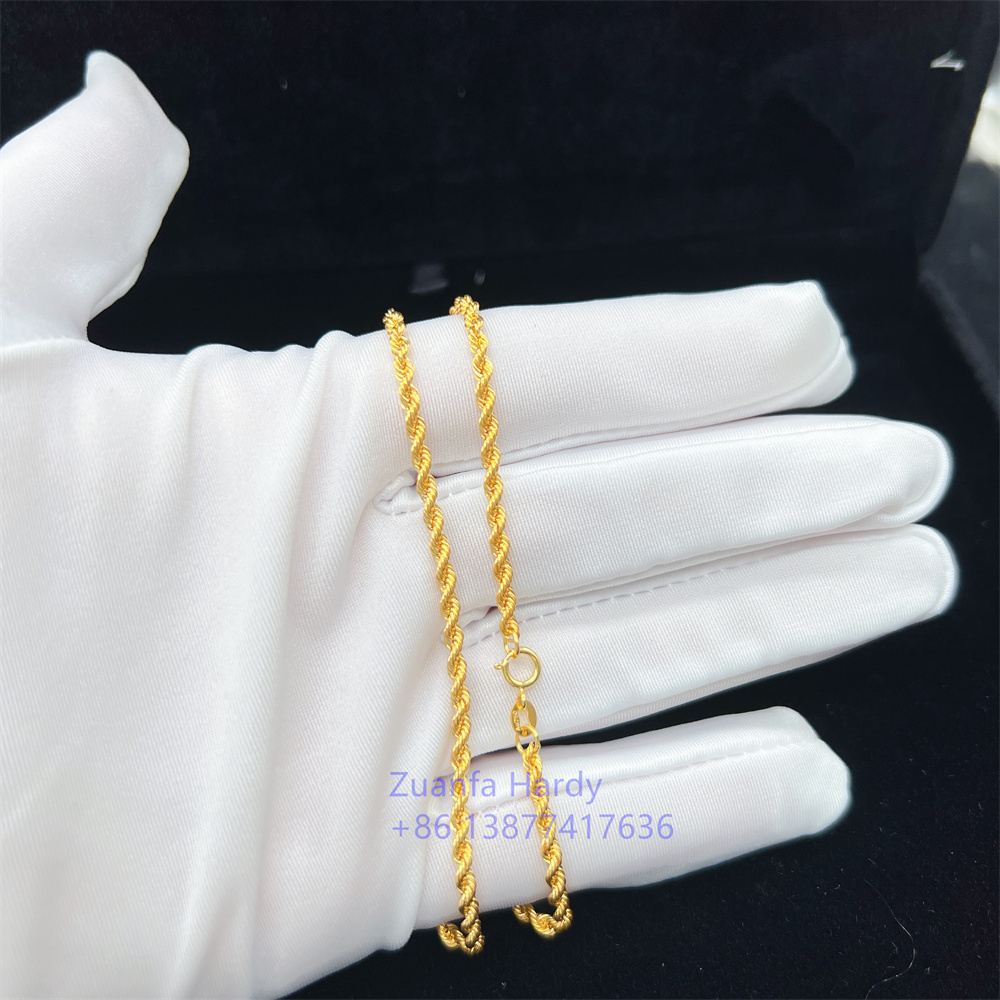 AU750 18 Karat Pure Gold Rope Chain Necklace Jewelry Wholesale Real Gold 18K Yellow Solid Gold Link Chain