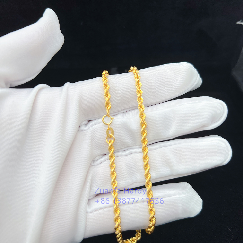 AU750 18 Karat Pure Gold Rope Chain Necklace Jewelry Wholesale Real Gold 18K Yellow Solid Gold Link Chain