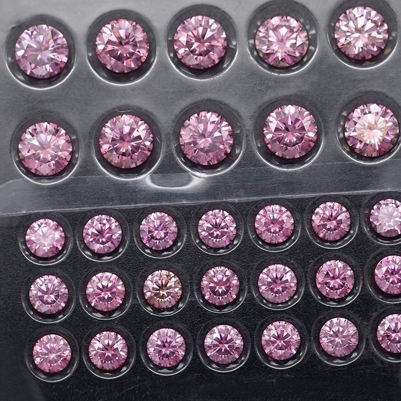 Zuanfa Factory Price Pink Moissanite Loose Gemstone Lab Created Stones 6.5mm 1 Carat  Moissanite Diamond