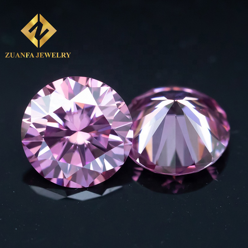 Zuanfa Factory Price Pink Moissanite Loose Gemstone Lab Created Stones 6.5mm 1 Carat  Moissanite Diamond