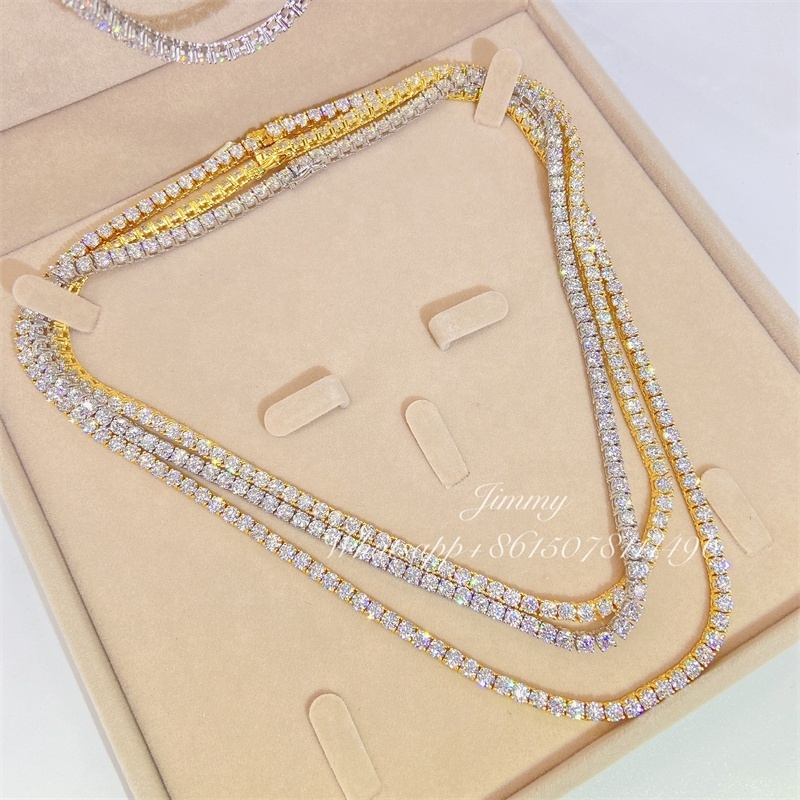 2021 Iced Out Moissanite Diamond Jewelry 10k Real Gold Tennis Chain