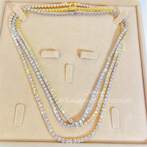 2021 Iced Out Moissanite Diamond Jewelry 10k Real Gold Tennis Chain