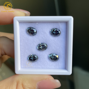 ready to ship wholesale price with big quantity Moissanite loose Blue Gray Color gemstone Oval shape 6*8mm moissanite diamond