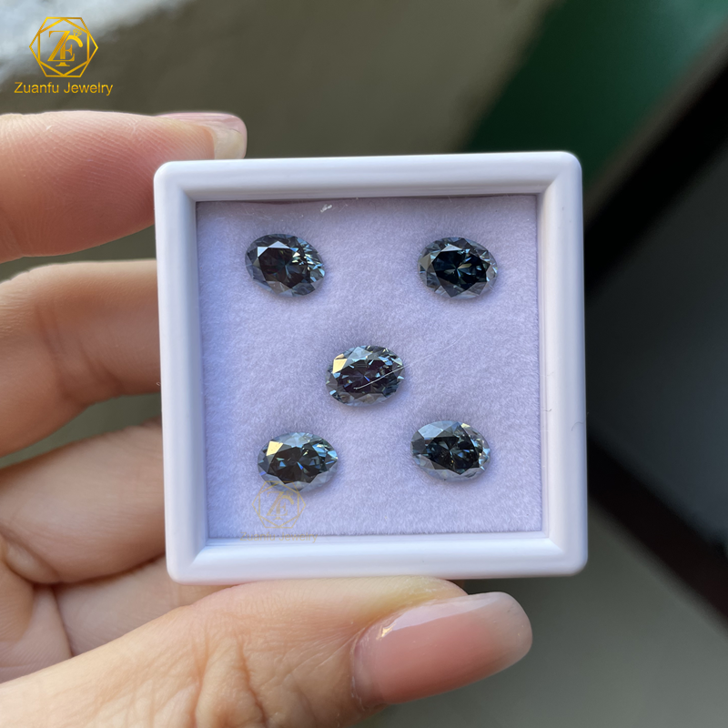 ready to ship wholesale price with big quantity Moissanite loose Blue Gray Color gemstone Oval shape 6*8mm moissanite diamond