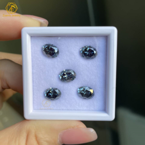 Loose Moissanite Gemstone GRA Certificate Pass Diamond Tester Oval Cutting 6*8mm Blue Gray Color Moissanite Diamonds For Jewelry