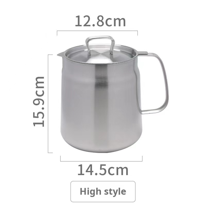 Stainless steel filter oil pot with cover filter screen kitchen can fry filter oil residue 304 oil storage pot