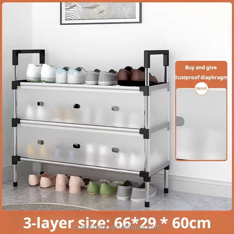 Simple shoe rack multi-layer assembly simple dust storage rack door multi-functional home economical space saving shoe cabinet