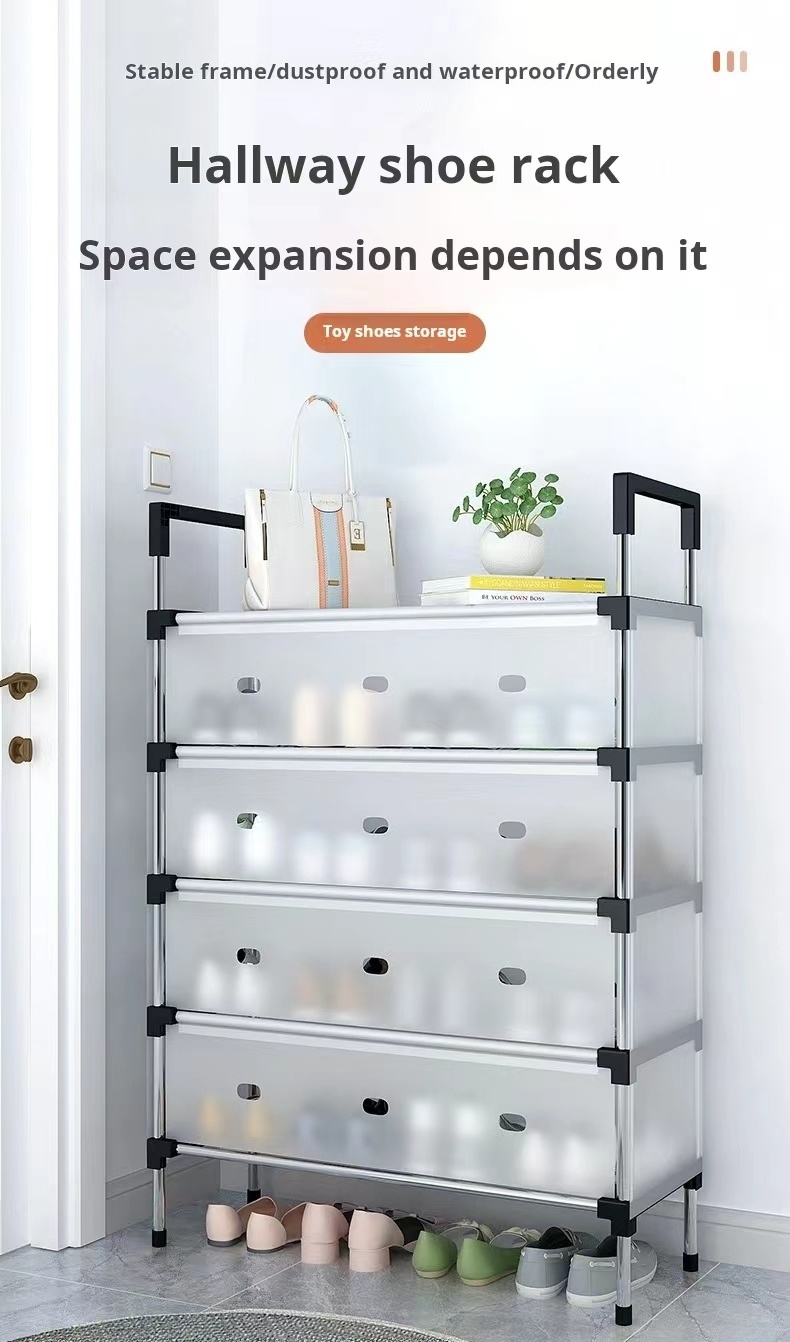 Simple shoe rack multi-layer assembly simple dust storage rack door multi-functional home economical space saving shoe cabinet