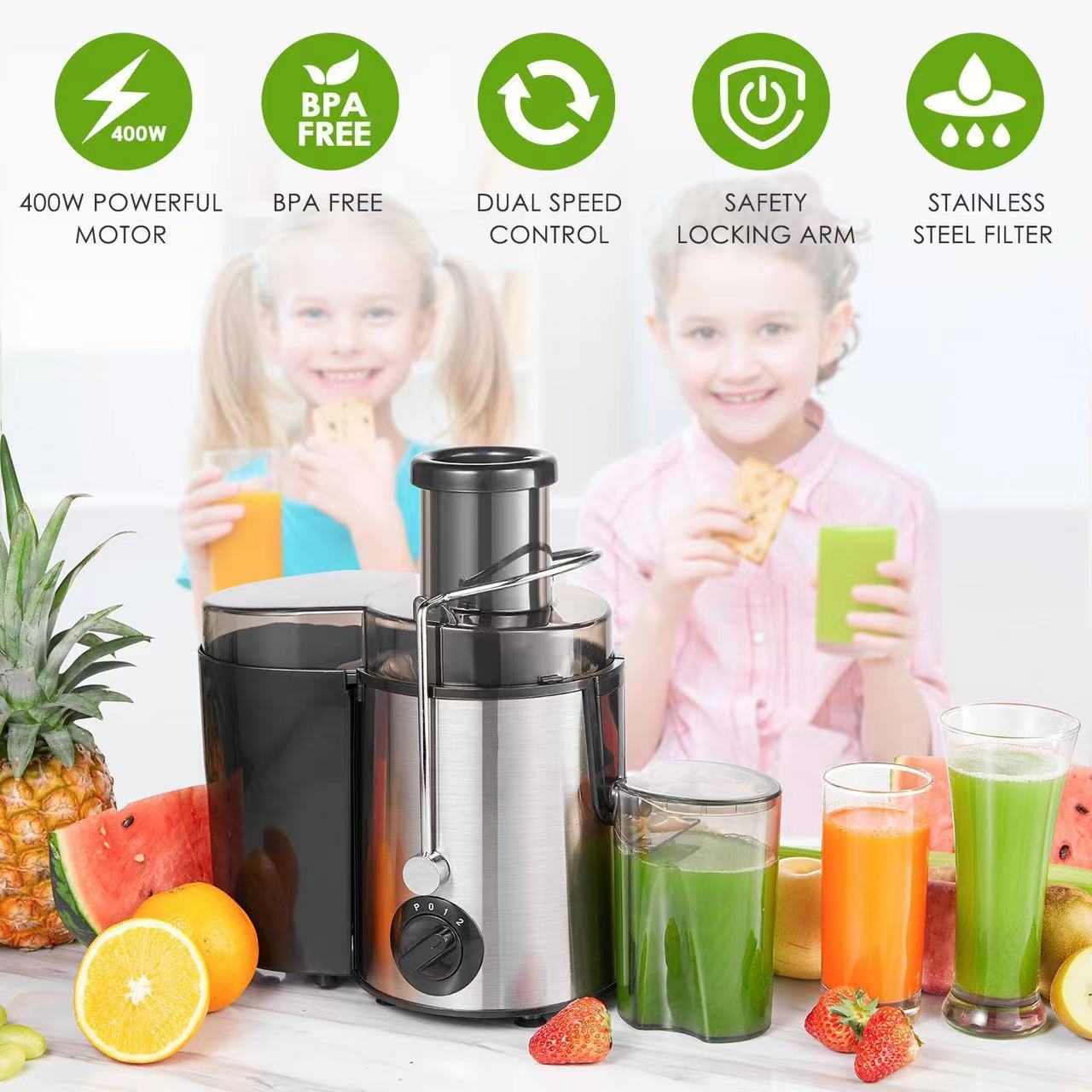 Stainless steel high nutrition fruit and vegetable juice fountain centrifugal juicer