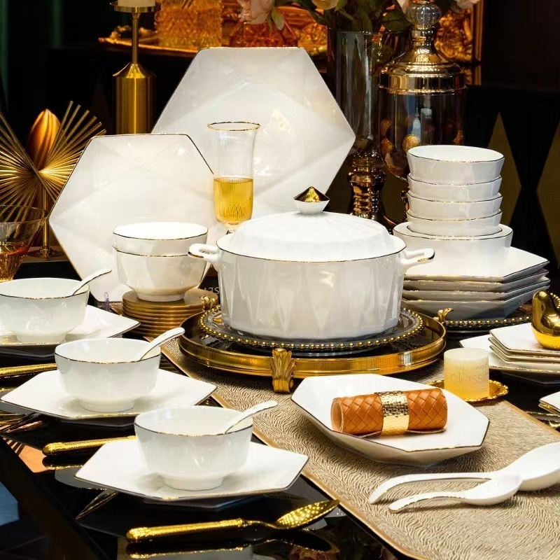 Light luxury Phnom Penh tableware dish set home high appearance level tableware set single bowl dish combination ceramic bowl