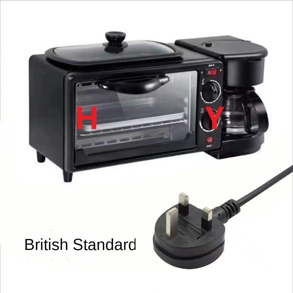 Multifunction Breakfast Maker Plastic Black 3 in 1 coffee maker frying pan toaster oven