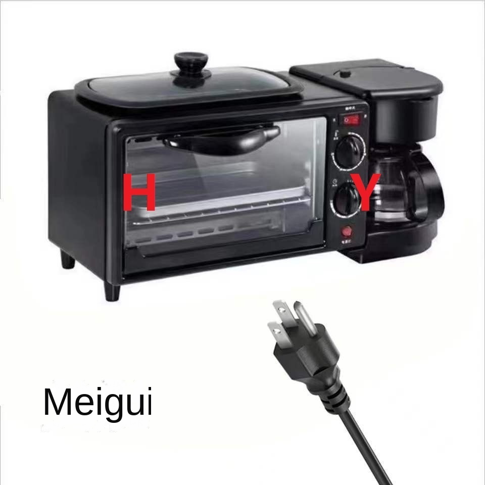 Multifunction Breakfast Maker Plastic Black 3 in 1 coffee maker frying pan toaster oven