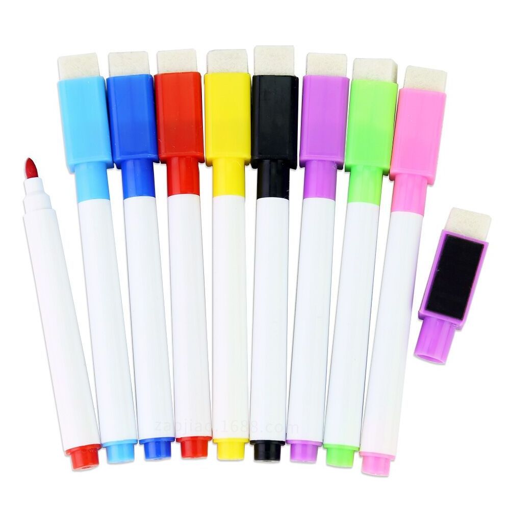 10mm White Board Empty Dry Erase Pens Whiteboard Marker Pen with Eraser