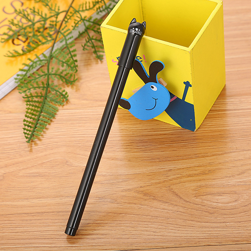 New Design Cute Cartoon Creative Kawaii Cat Ball Pen Black Ink Gel Office and School Plastic Stationery