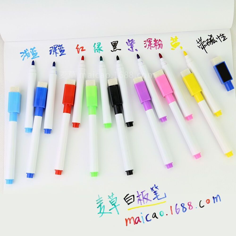 10mm White Board Empty Dry Erase Pens Whiteboard Marker Pen with Eraser