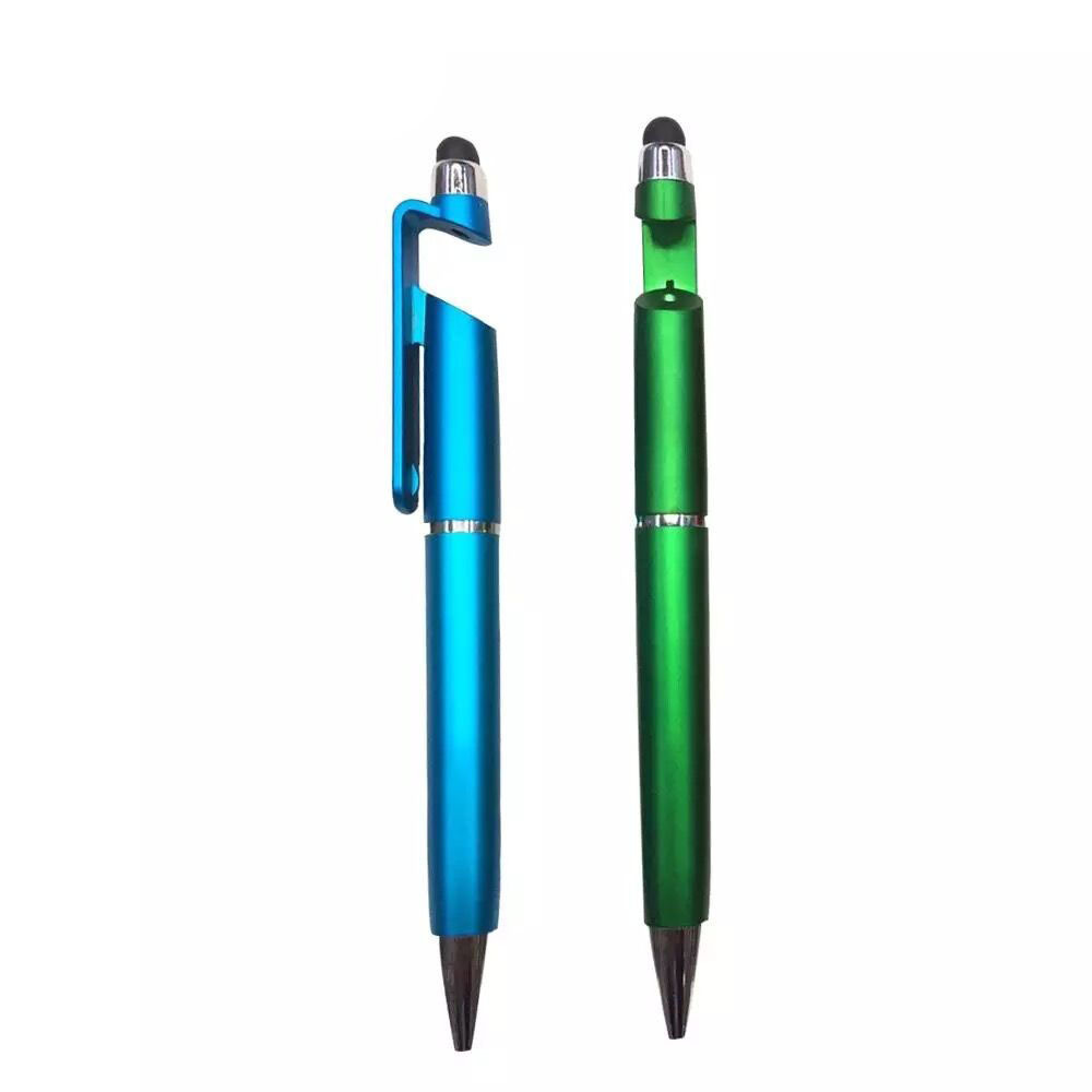 P-103  3 In 1 Custom Logo Stylus Mobile Phone Holder Pen With Screen Cleaner