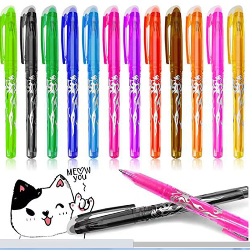 2023 Erasable Rollerball Pen Multicolor Ink with Custom Logo Remove by Refill Friction 0.7 Kids Ball Pen with Eraser Feature