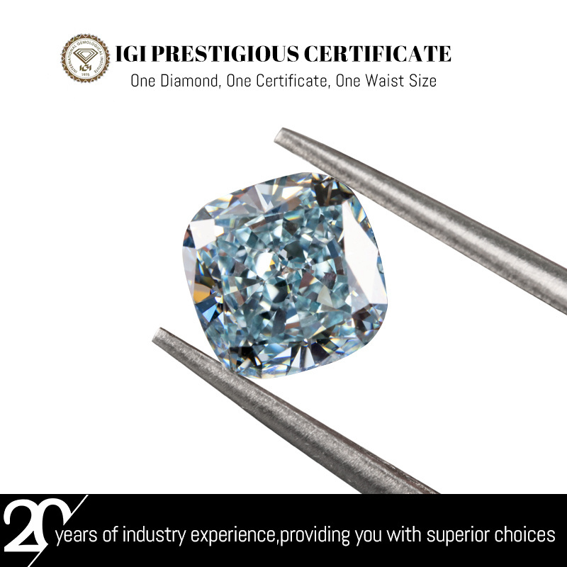 IGI GIA AGL Certified CVD HPHT Lab Grown Blue Diamond Cushion Cut Blue Diamond 5 carat 1 carat 2.5 carat VVS VS Lab Blue Diamond