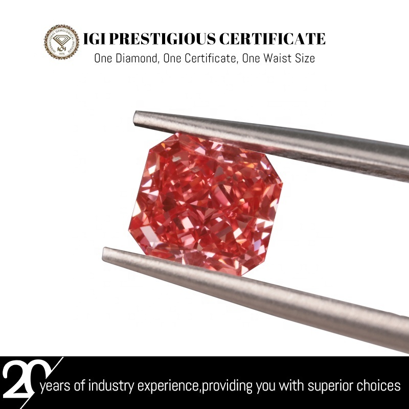 Radiant Lab Diamond CVD HTHP VS Fancy pink Loose Diamond IGI GIA AGL Certified Fine Jewelry Stone Colour Lab grown Diamond