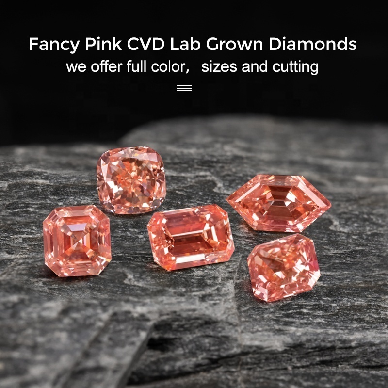 Radiant Lab Diamond CVD HTHP VS Fancy pink Loose Diamond IGI GIA AGL Certified Fine Jewelry Stone Colour Lab grown Diamond