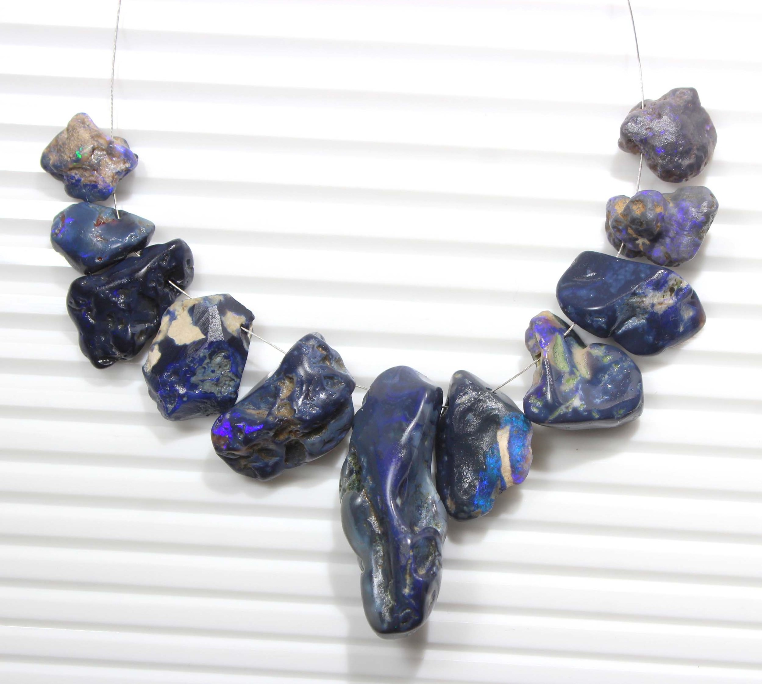 Natural Lightning Ridge Australian Black Opal Beads Smooth Rough Beads