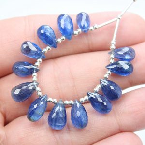 13 Piece Natural Kyanite Faceted Beads Drops Shape Gemstone Beads Superb Quality