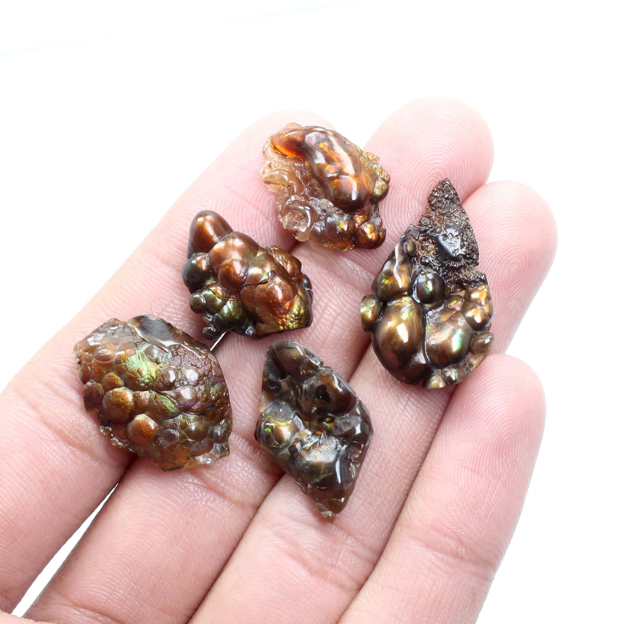 Natural Mexican Fire Agate Rough Druzy Cabochon Fancy Shape Gemstone