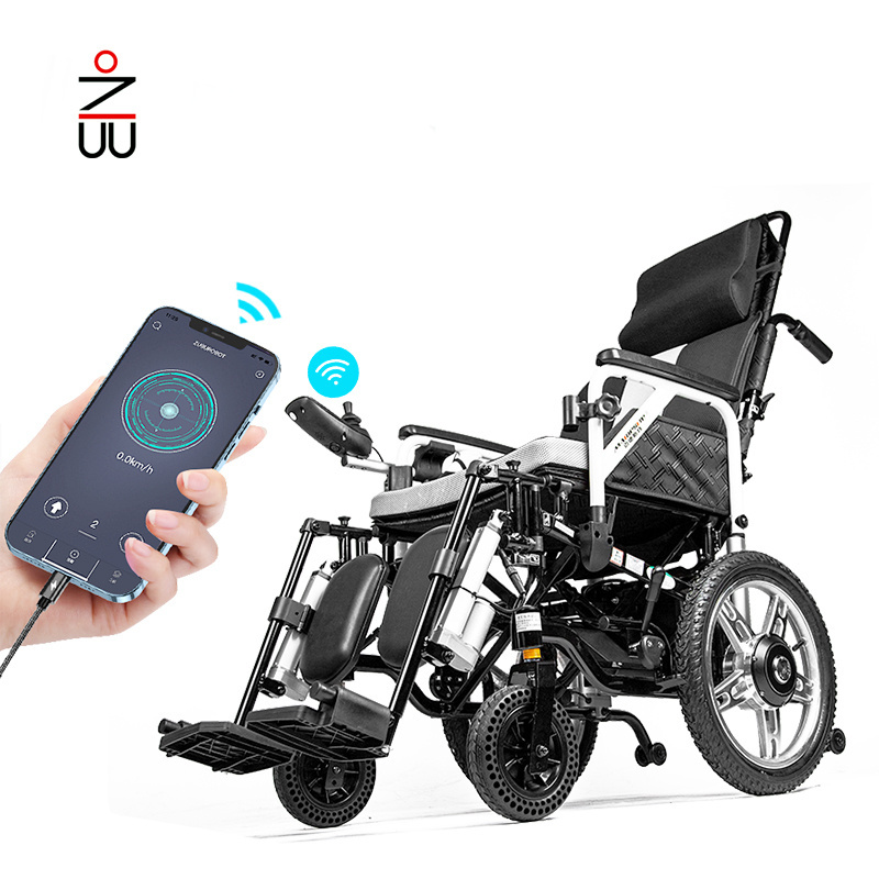 reclining foldable adjustable electric wheelchair with remote control