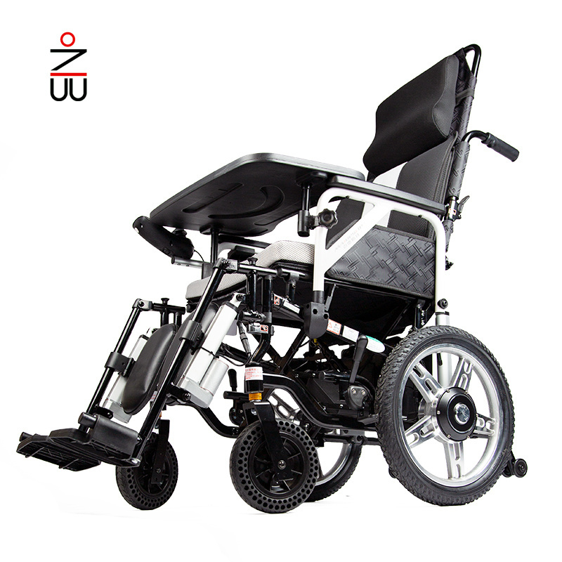 80KM driving range long reclining  foldable electric wheelchair for disabled travels