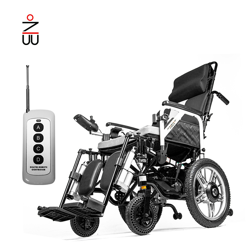 reclining electric remote control wheelchair with adjustable legs