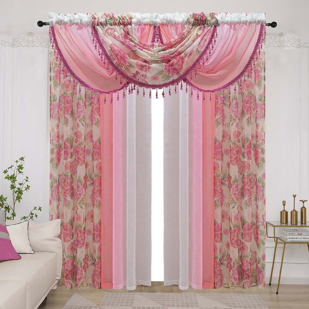 Print blackout wholesale valance embroidered tulle sheer design curtains modern luxury window curtains for home the living room