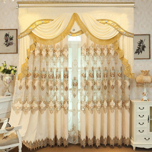 Classical luxury castle villa living room lace hollow embroidered curtains nice Europe Australia France Arabic curtain design