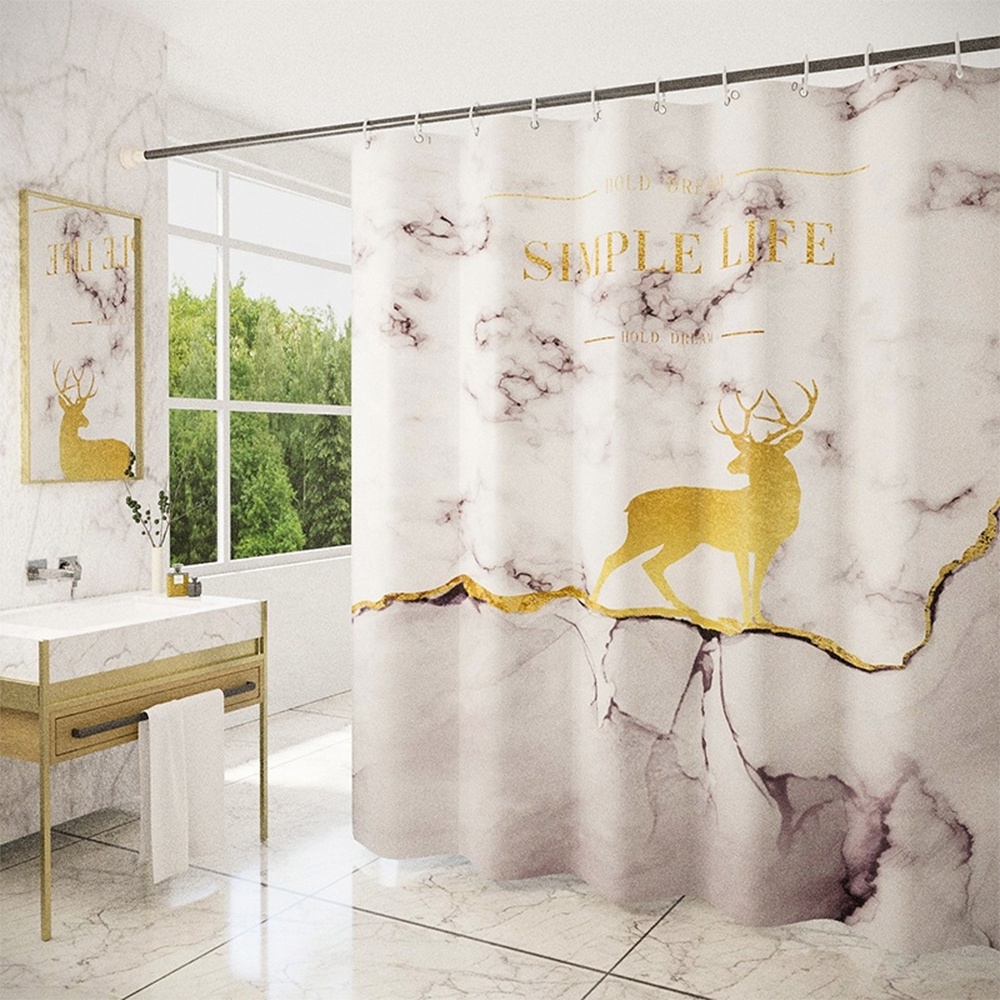 Nice modern thickened feather bathroom shower waterproof anti-mildew cloth bathroom hanging deer crack shower bath curtain