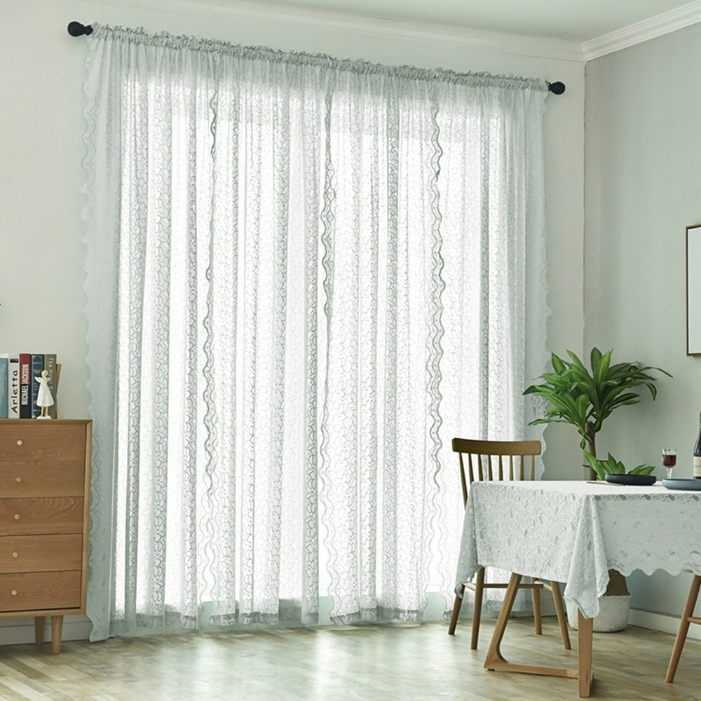 Rod Window Curtain Panel Sliding Door Drapes Sheer Lace Pattern Sheer Voile Tulle Pocket Petite Fleur White Lace Designs Floral