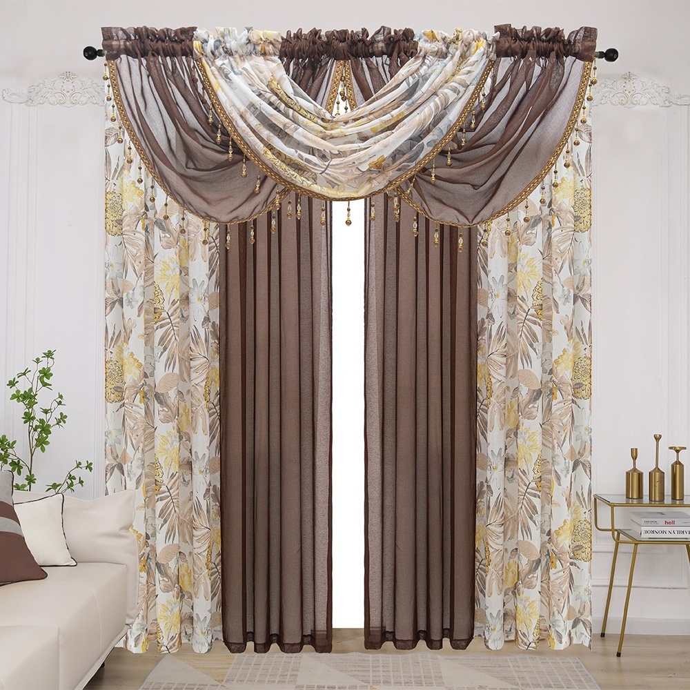 Print blackout wholesale valance embroidered tulle sheer design curtains modern luxury window curtains for home the living room