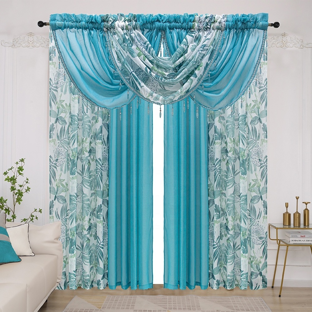 Print blackout wholesale valance embroidered tulle sheer design curtains modern luxury window curtains for home the living room