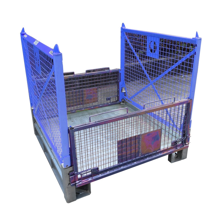 Steel Cage Folding Cage Metal Crate For Material Handing  Storage