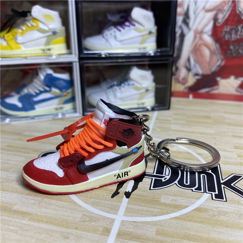 Popular sneakers Wholesale hot sell high-quality creative 3D Key Chain custom mini shoes key chains popular sneakers rubber key