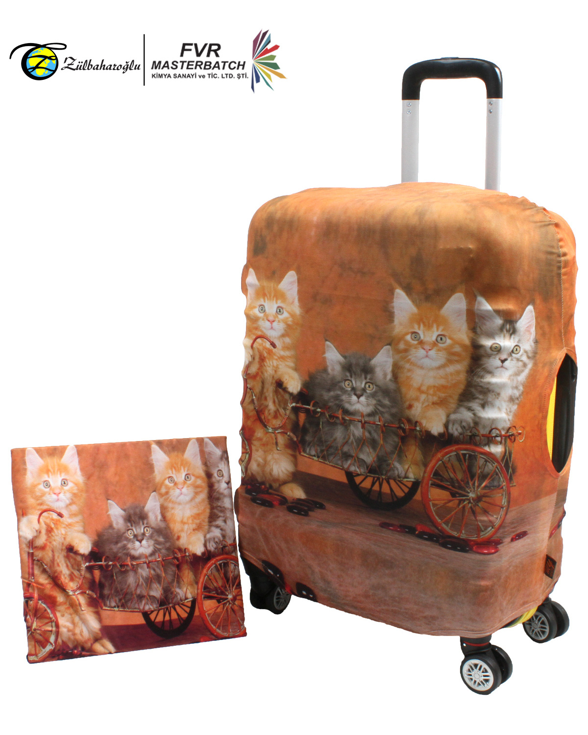 Cute Cat Printed Neoprene Luggage Cover Made In Turkey OEM Suitcase Cover Protection