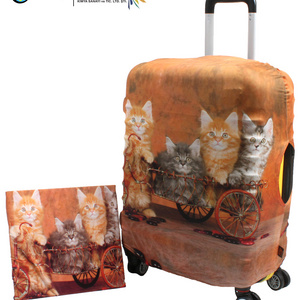 Cute Cat Printed Neoprene Luggage Cover Made In Turkey OEM Suitcase Cover Protection