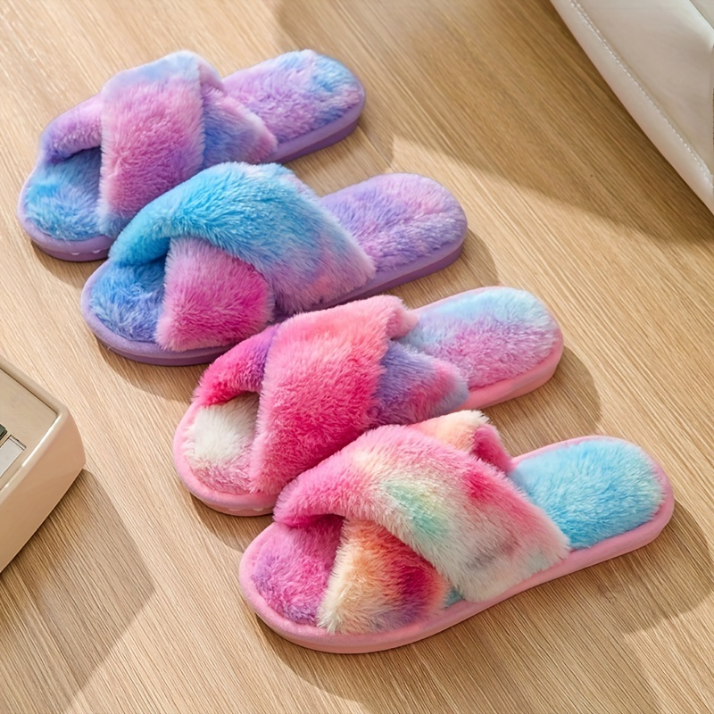 Exquisite Design Cotton Fabric Essential Home Fur fuzzy Anti-Slippery adult slippers