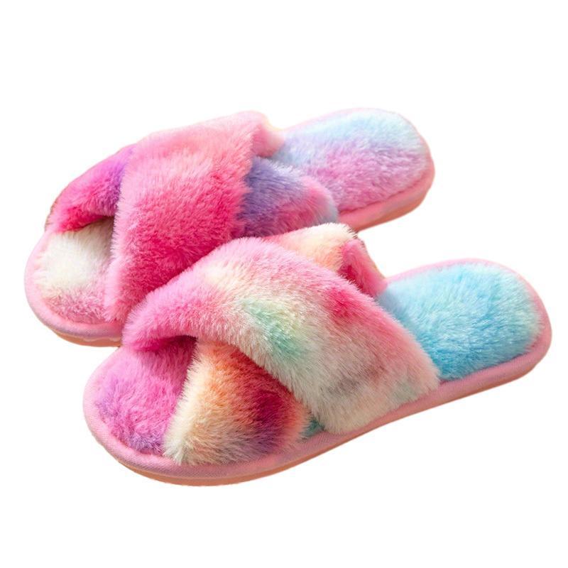 Exquisite Design Cotton Fabric Essential Home Fur fuzzy Anti-Slippery adult slippers