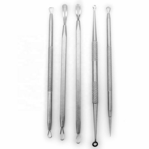 Premium Whitehead Blackhead Removal Tools Stainless Steel Lancet Needles 5 Pcs Double-headed Acne Extractor Tool Kit