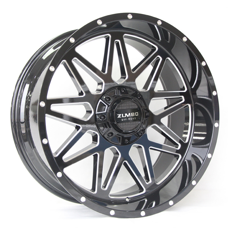 A0107 New design wheel rims 6x114.3 alloy wheel rim 4x4  offroad customs rims 5/6/10/12 lug deep lip gloss black milled