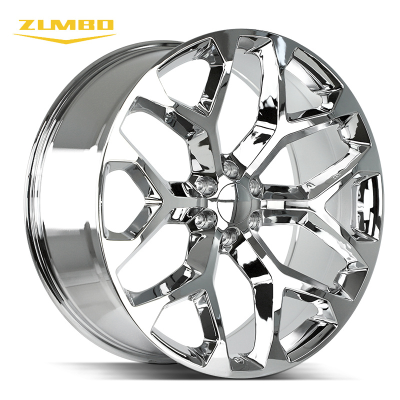 F7359 Popular design 20 22 24 26 inch wheel rims for Chevy Silverado 6x139.7 snowflake rims gloss black replica rims