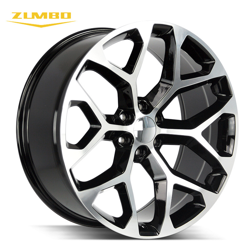 F7359 Popular design 20 22 24 26 inch wheel rims for Chevy Silverado 6x139.7 snowflake rims gloss black replica rims