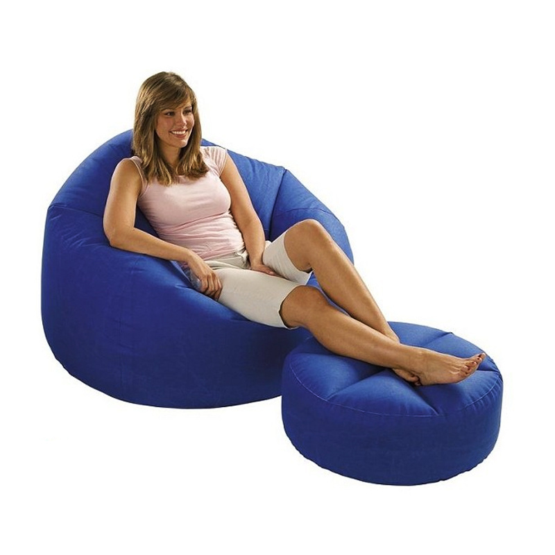 soft bean bag lazy inflatable air sofa with footrest