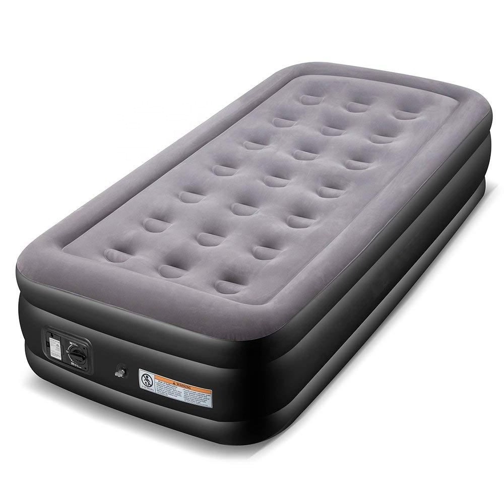 Twin Air Mattress Guest Durable Inflatable Airbed Blow Up Elevated Raised Air Bed with Built-in Electric Air Pump